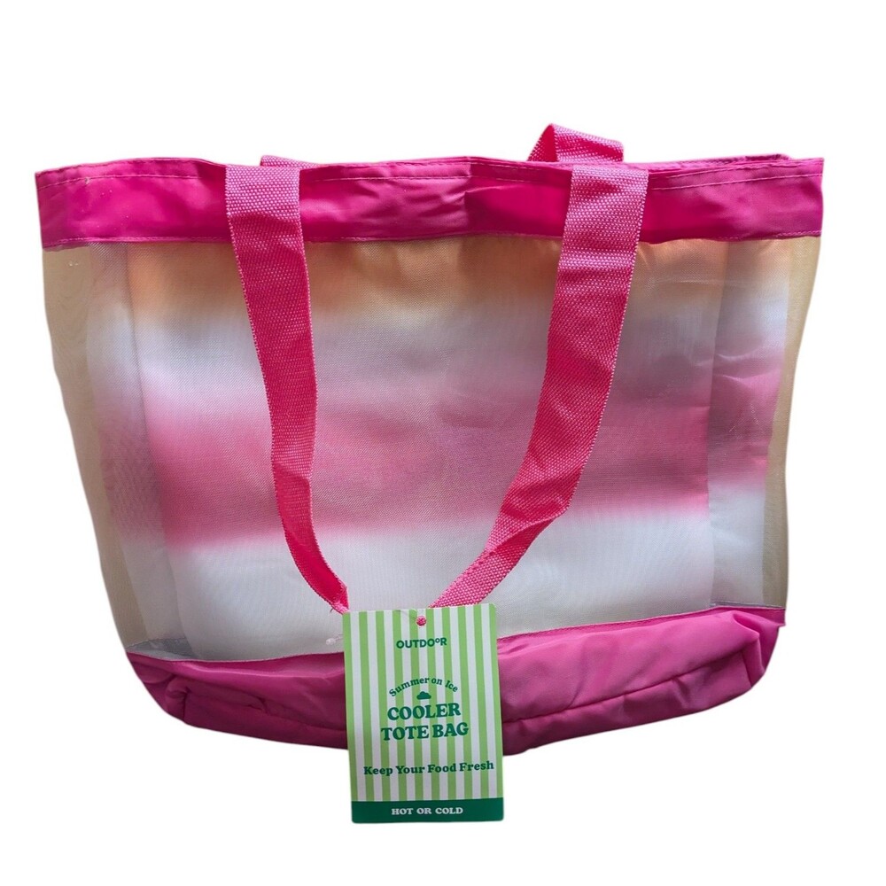 Pink Insulated Cooler Tote Bag Summer on Ice Lunch Beach Bag NEW - Picture 1 of 4